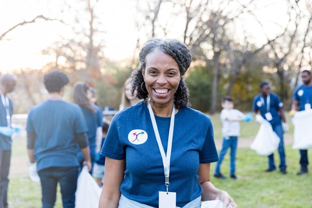 Confident woman participating in community event